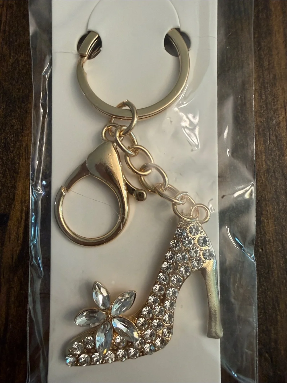 ItGirl Rhinestone Embellished Goldtone Chic High Heel Keychain Charm